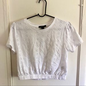 White Crop Top with Lace Detail